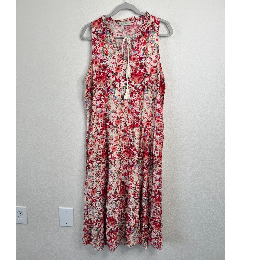 By Coco Made in Italy Peasant Maxi‎ Dress Floral Sleeveless Sz M/L Cottagecore